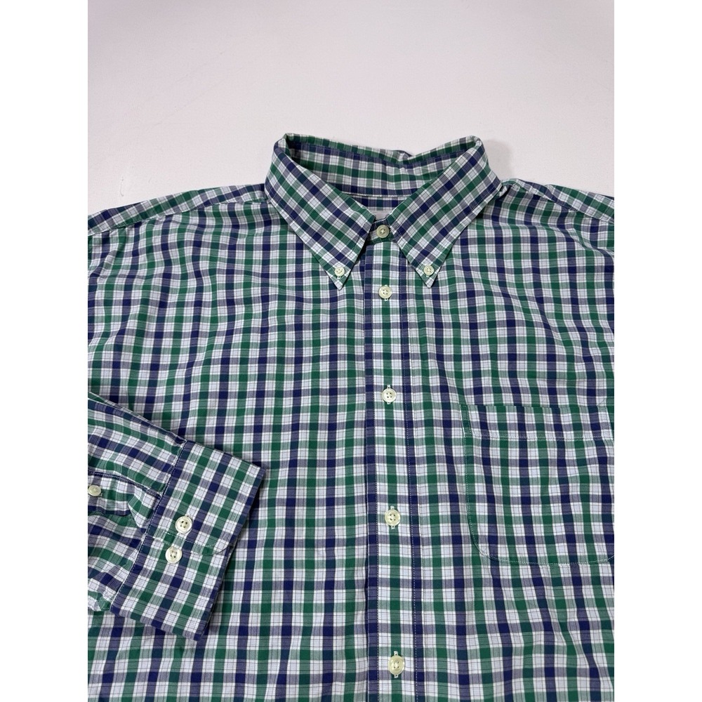 Brooks Brothers 346 Long Sleeve Button Shirt Men's 2XL Green Blue Plaid Classic
